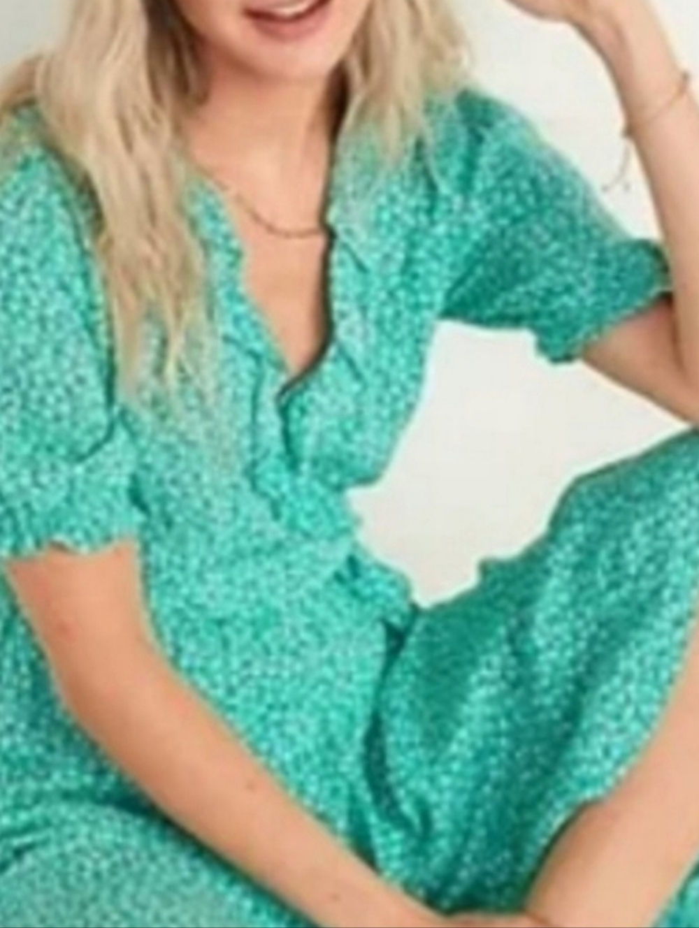 Women's Old Navy Green & White Floral Wrap Midi Dress L Tall